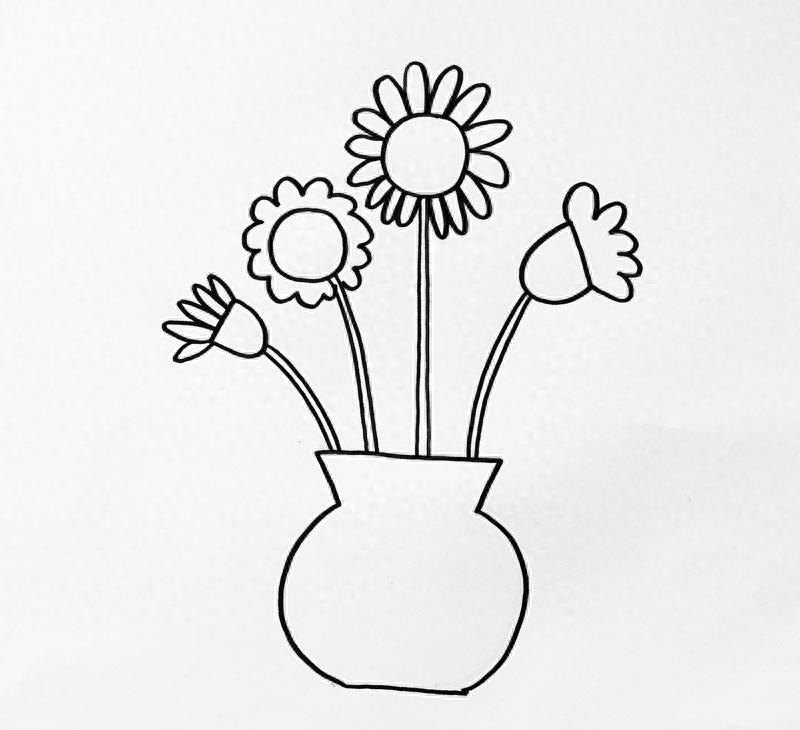手把手教你简笔画《瓶插鲜花》，你绝对能学会！