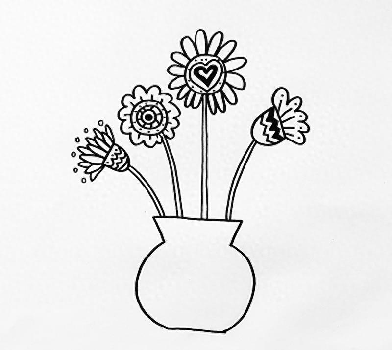 手把手教你简笔画《瓶插鲜花》，你绝对能学会！