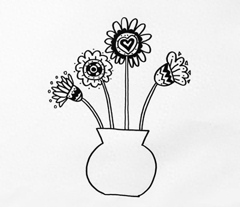 手把手教你简笔画《瓶插鲜花》，你绝对能学会！