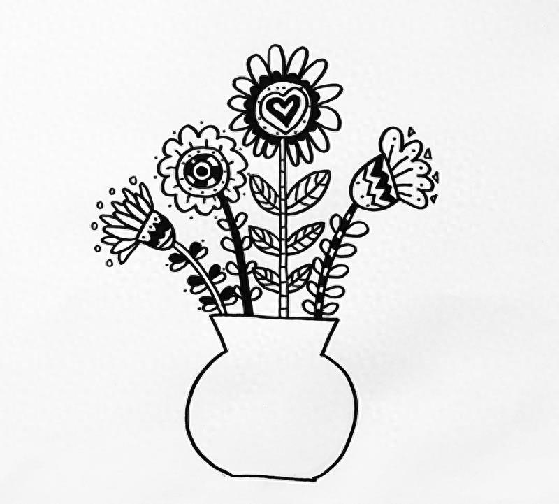 手把手教你简笔画《瓶插鲜花》，你绝对能学会！