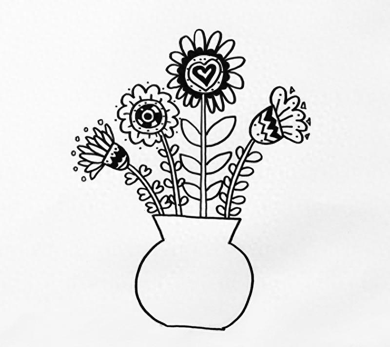 手把手教你简笔画《瓶插鲜花》，你绝对能学会！