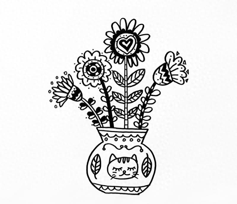 手把手教你简笔画《瓶插鲜花》，你绝对能学会！